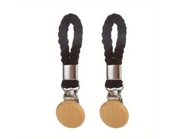 @ Lu’s Today® - Basic Household Essentials - 2-Pack Handdoekklemmen Zwart – Industrieel & Natuurlijk met RVS, Houten Knop en Stoer Koord - handdoekhaak - handdoekhaakje - handdoeklus - handdoekhanger