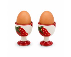 Atelier Fiesta Fresas - 4 Eierdopjes - Aardbeien - Spaans - Keramiek - ontbijt - eierdop - servies