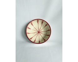 Atelier Fiesta | Ontbijtkom Bol Numero 3 | Carpa Rosa Roja - Roze Rood | Spaans Keramiek | Handgemaakt en met de hand beschilderd | Oudroze | Gestreept - Strepen - Streepjes - Uitlopende strepen