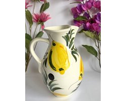 Atelier Fiesta | Waterkan / Sangriakan / Limonadekan XXL (2,5 liter) | Limones y Aceitunas - Citroenen en Olijven | Spaans Keramiek | Handgemaakt en met de hand beschilderd | Kan / Karaf