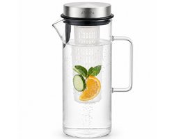 Aterra Glazen Karaf 1,5L met Fruit Infuser - Waterkan met Deksel - Glazen Waterkan voor Fruitwater