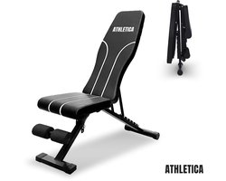 Athletica Fitnessbank - Tot 300KG - Verstelbaar en inklapbaar - Geen montage nodig - Licht en robuust - Halterbank
