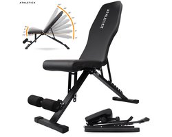 Athleticx Verstelbare Fitnessbank – Halterbank – Zwart/Wit – Inklapbaar en Verstelbaar - Buikspierbank – Trainingsbank – Bench Press – Training Bank – Fitnessbank Verstelbaar – Incline & Decline – Flat Bench - Krachttraining