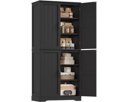 Atlasyx keukenkast - Dressoir - Opbergkast - Buffetkast - Kasten - Voorraadkast - 4 deuren - MDF - 180 x 80 x 40 cm - Zwart