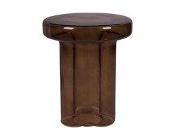 Atmooz Abbey Bijzettafel - Glazen Salontafel - Ø39 x H46 cm - Moderne Accenttafel - Ronde Salontafel voor Woonkamer of Slaapkamer - Bruin Glas