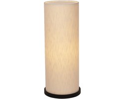 Atmooz Aldo Vloerlamp – H 75 cm – Ø 27 cm – Zwart metaal – Katoenen lampenkap – Cilindrische vloerlamp voor woonkamer of slaapkamer