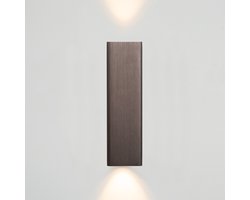 Atmooz Bertrix Wandlamp – H 16 cm – Brushed bronze – Metaal – Geïntegreerde LED – Up en down licht – Rechthoekige wandlamp voor woonkamer of hal