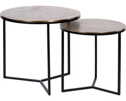 Atmooz - Bijzettafel Thor (set van 2) - Rond - Binnen - Interieur -Goud Brons en zwart - Hoogte 46cm - Metaal