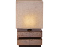 Atmooz Burnaby Tafellamp – H36 cm – decoratieve tafellamp voor woonkamer – moderne tafel lamp binnen – sfeerlamp met bruin glas en beige kap – stijlvol glasdesign – warme lichtverspreiding – bruin