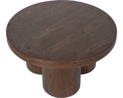 Atmooz Burnham Salontafel – Ø70 x H37 cm – Donker Walnoot – Houtlook Eikenfineer – Ronde Coffee Table – Modern Design met 3 Cilinderpoten – Luxe Lage Tafel Woonkamer – Bruin