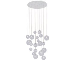 Atmooz Camau 20 Hanglamp – DIA 80 H 400 CM – Wit – Moderne Vide Lamp voor Hoog Plafond – 20 Glazen Bollen – Design Hanglamp Woonkamer – Luxe Ronde Hanglamp – G4
