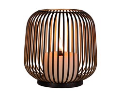 Atmooz Dante kaarsenhouder M – Ø20 × H20 cm – zwart met goud metaal – moderne decoratieve kandelaar – luxe kaarsenhouder woonkamer – metalen open structuur met sfeervolle lichtreflectie – elegant woonaccessoire
