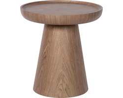 Atmooz Dilys Bijzettafel – Ø50 x H53 cm – Licht Walnoot – Ronde Side Table met Opstaande Rand – Eikenfineer Houtlook – Elegante Koffietafel – Scandinavisch Design – Stabiele Tafel Woonkamer – Bruin