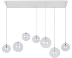 Atmooz - Hanglamp Merida - Wit - Metaal / Helder glas - Woonkamer / Slaapkamer / Eetkamer - Plafondlamp - Hoogte 120cm