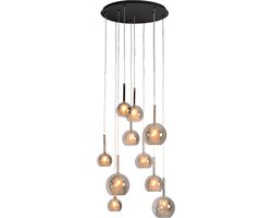 Atmooz - Hanglamp Saigon - Industrieel - Woonkamer / Slaapkamer / Eetkamer - Plafondlamp - Zwart - Hoogte 140cm - Metaal en glas