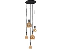 Atmooz - Hanglamp Sapa - 5 floating lampen - Industrieel - Woonkamer / Slaapkamer / Eetkamer - Plafondlamp - Zwart - Hoogte 130cm - Metaal