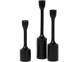 Atmooz - Kaarshouder Orso S/3 - Zwart - Set van 3 Kandelaars - Metaal - 21, 26 en 31 cm Hoog - Moderne Tafeldecoratie