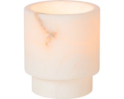 Atmooz Mick S Theelichthouder – Ø7.5 x H9 CM – Natuurlijk Alabaster – Luxe Waxinelichthouder – Windlicht van Natuursteen – Sfeervolle Kaarshouder – Wit Marmer Look – Wit