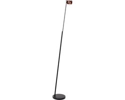 Atmooz MOAB – Vloerlamp – Staande lamp – 134 cm hoog – Zwart metaal – Roségouden kap – Geïntegreerde LED – Dimbaar