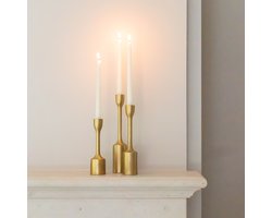 Atmooz Orso kaarshouder - set van 3 – goudkleurig metaal – luxe kandelaars – decoratieve kaarsenhouders in drie hoogtes – stijlvolle woonaccessoire – elegante gouden kaarshouders