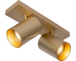 Atmooz - Plafondlamp Nuo 2 - Goud - Ø 7 cm - 2 Kantelbare Spots - Metaal - GU10 Fitting - 50W - Luxe Opbouwspot voor Accentverlichting