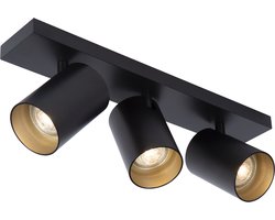 Atmooz - Plafondspots Nuo 3 - Fitting GU10 - 3-dubbele plafondlamp - Kleur : Zwart - Slaapkamer / Woonkamer / Eetkamer - Industrieel - Hoogte 12cm - Metaal