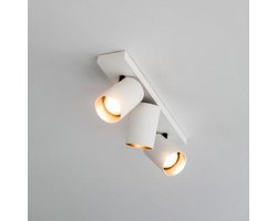 Atmooz - Plafondspots Plafondlamp Nuo 3 - Opbouwspot - 3 lichtbronnen - Wit - Slaapkamer / Woonkamer - Industrieel - Hoogte 12cm - Metaal