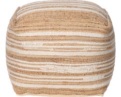 Atmooz Poef Bykes - 50x50x40 cm - Jute & Wol - Wit/Grijs