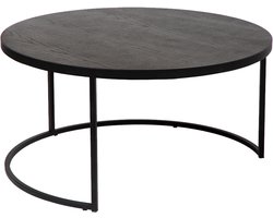 Atmooz - Salontafel Emir - 80x40cm - Zwart Metaal Frame + Zwart Gelakt Eikenfineer - Luxe - Zwart