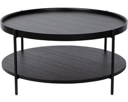 Atmooz Simby Salontafel – Ø80 cm – Zwart Eikenhout – Ronde Tafel – Design voor de Woonkamer