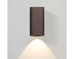 Atmooz Solito Wandlamp – H 12 cm – Brushed bronze – Metaal – Geïntegreerde LED – Downlight – Compact rechthoekig ontwerp – Wandlamp voor woonkamer of gang