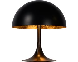 Atmooz - Tafellamp Braga - Slaapkamer / Woonkamer - Industrieel - Zwarte Buitenkant - Gouden Binnenkant - Hoogte 28cm - Metaal