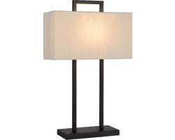 Atmooz - Tafellamp Matera - Slaapkamer / Woonkamer - Industrieel - Zwart en witte kap - Hoogte 59cm - Metaal