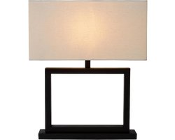 Atmooz - Tafellamp Valencienne - Slaapkamer / Woonkamer - Industrieel - Zwart en witte kap - Hoogte 51cm - Metaal