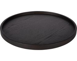 Atmooz Tati Dienblad – Ø40 cm – Europees Walnotenhout – Cacao Bruin – Ronde Houten Tray – Luxe Serveerplank – Decoratieve Schaal Woonkamer – Elegant Design – Donker Notenhout – Handgemaakte Look – Accessoire voor Salontafel