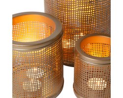 Atmooz - Theelichthouder Joleen - Set van 3 - Antique Brass - Luxe Sfeerverlichting - Goudkleurig - Metaal - Kaarsenhouder