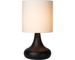 Atmooz Velas Tafellamp – Ø26x47 cm – Zwart Metaal – Linnen Kap – E27 – Sfeervolle Tafellamp