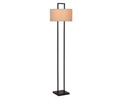 Atmooz - Vloerlamp Belford - Staande Lamp - Stalamp - Woonkamer - Zwart en witte kap - Hoogte 168cm - Metaal