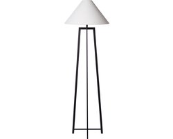 Atmooz - Vloerlamp Leoni - Zwart - Witte Linnen Lampenkap - 170 cm Hoog - Metaal - E27 Fitting - 60W - Industriële Stijl - Staande Lamp