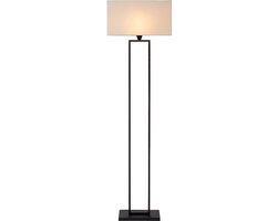 Atmooz - Vloerlamp Paula - Staande Lamp - Stalamp - Woonkamer - Zwart en witte kap - Hoogte 160cm - Metaal