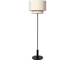 Atmooz - Vloerlamp Polar - Zwart - Gebroken Witte Katoenen Lampenkap - 150 cm Hoog - E27 Fitting - Stijlvol - Tijdloos