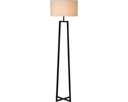 Atmooz - Vloerlamp Potsdam - Woonkamer - Staande Lamp - Stalamp - Staanlamp Industrieel - Zwart - Met Witte Kap - Metaal - Hoogte 168cm