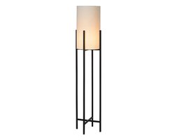 Atmooz - Vloerlamp Ruby - Staande Lamp - Stalamp - Woonkamer - Zwart en witte kap - Hoogte 136cm - Metaal