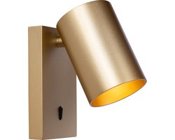 Atmooz - Wandlamp Nuo - Goud - Metaal - Kantelbare Spot met Schakelaar - Luxe Slaapkamerverlichting