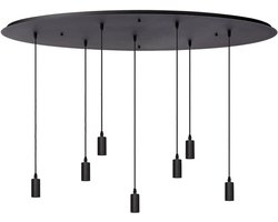 Atmooz Yoki 7 Hanglamp – 125x55 cm – Zwart – 7 Pendels – E27 – Ovale Plafondplaat – Designlamp