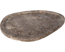 Atmooz Youri Plate – 33 x 25 x 1.5 CM – Grijs Travertijn – Organische Decoratieschaal – Luxe Natuursteen Dienblad – Grijze Tray voor Accessoires – Modern Design – Grijs