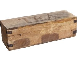 Atmos Fera Theedoos - bruin - 4-vaks - mango hout - 32 x 10 cm - Theezakjes doos/kist