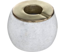 Atmosphera Asbak Edi marmer/metaal Ø12xH10cm - Wit/Goud
