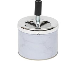 Atmosphera Asbak met draai mechaniek - marmerlook wit - D9.5 cm - metaal - voor binnen/balkon/serre