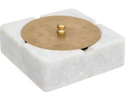 Atmosphera Asbak Tropical Boudoir marmer/metaal 15x5cm - Wit/Goud